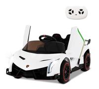 SOARS Macchina Elettrica per Bambini Lamborghini Veneno 12V con Telecomando, Auto Elettrico a Pedale e Porte Idrauliche, Veicoli con Musica, Clacson e Luci, Carico 30 kg, 3-8 Anni (Bianco)