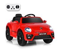 SOARS Macchina Elettrica per Bambini Volkswagen Beetle Maggiolino 12V con Telecomando, Auto Elettrico a Pedale, Veicoli con Musica, Fari LED e Clacson, 3-5km/h, Carico 30 kg, 3-8 Anni (Rosso)