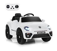 SOARS Macchina Elettrica per Bambini Volkswagen Beetle Maggiolino 12V con Telecomando, Auto Elettrico a Pedale, Veicoli con Musica, Fari LED e Clacson, 3-5km/h, Carico 30 kg, 3-8 Anni (Bianco)