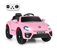 SOARS Macchina Elettrica per Bambini Volkswagen Beetle Maggiolino 12V con Telecomando, Auto Elettrico a Pedale, Veicoli con Musica, Fari LED e Clacson, 3-5km/h, Carico 30 kg, 3-8 Anni (Rosa)