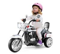 SOARS Moto Elettrica per Bambini 6V a 3 Ruote con Luci LED e Suoni, Motorino Triciclo con Acceleratore a Pedale, Motocicletta con Specchietto, 3 km/h, Carico 30 kg, 3+ Anni (Bianco-Poliziotto)