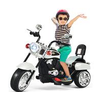 SOARS Moto Elettrica per Bambini 6V a 3 Ruote con Luci LED e Suoni, Motorino Triciclo con Acceleratore a Pedale, Motocicletta con Specchietto, 3 km/h, Carico 30 kg, 3+ Anni (Bianco)