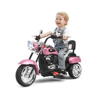 SOARS Moto Elettrico 6V per Bambini a 3 Ruote con Luci LED e Suoni, Motorino Triciclo con Acceleratore a Pedale, Motocicletta Giocattolo con Faro Regolabile e Specchietto da 3 Anni (Rosa)