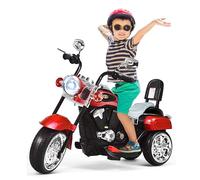 SOARS Moto Elettrico 6V per Bambini a 3 Ruote con Luci LED e Suoni, Motorino Triciclo con Acceleratore a Pedale, Motocicletta Giocattolo con Faro Regolabile e Specchietto da 3 Anni (Rosso)