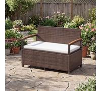 SOARS Panca da Giardino 2 Posti, Baule Contenitore Esterno 175 L in Vimini PE, con Cuscino Lavabile, Schienale e Braccioli in Legno di Acacia, Ammortizzatori a Gas, per Patio Balcone Piscina (Beige)