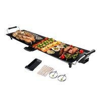 SOARS Piastra Elettrica 1800W, Barbecue Elettrico 5 Livelli di Temperatura, con Rivestimento Antiaderente, 6 Piccolo Supporto per Padella, per Cucinare, Grigliare (Piastra Liscia 90 X 23 CM)