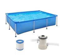 SOARS Piscina Fuori Terra, Piscina da Esterno Rettangolare 258 X 179 X 66 CM, 2612L, Struttura in Metallo, PVC Resistente, con Pompa e Filtro, Blu