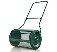 SOARS Rullo Spargiconcime Prato da 80L, Spargiconcime a Rullo Ø41 x 68 cm con Manico e Cestello in Rete Metallica, Spargiterriccio da Giardino per Concimazione e Semina (Verde)