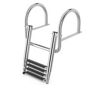SOARS Scaletta da piscina pieghevole, 4 gradini, in acciaio inox, telescopica, con corrimano e gradini antiscivolo, scala in acciaio inox fino a 227 kg, portata posteriore