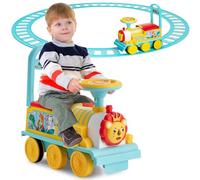 SOARS Treno elettrico per bambini, auto per bambini con musica e luci, guida realistica con pista in PP, spazio nascosto, carico 25 kg, per ragazzi e ragazze 3 anni + (blu+giallo)
