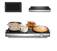 SOARS Vassoio Scaldavivande Elettrico 300 W, Scalda Vivande Temperatura Regolabile 50-120℃, Vassoio 56 X 36 CM, con Maniglia Cool-Touch, Superficie in Vetro Temperato, per Famiglia, Feste, Picnic