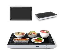 SOARS Vassoio Scaldavivande Elettrico 300 W, Scalda Vivande Temperatura Regolabile Max 120℃, Vassoio 56,5 X 37 CM, con Maniglia Nascosta, Superficie in Vetro Temperato, per Famiglia, Feste, Picnic