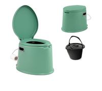 SOARS WC Portatile 5L, 49 X 41 X 34 CM, Toilette con Coperchio Anti-Odore, Secchio Interno Rimovibile, Portarotolo per Carta Igienica, Carico 200 KG, per Campeggio, Viaggi, Escursioni (Verde)