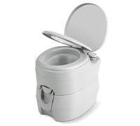 SOARS WC Portatile, Bagno Chimico con Pompa di Risciacquo, Serbatoio Acque Reflue 20L, Maniglia, Carico 150 kg, Altezza Seduta 40 CM, Toilette Portatile per Campeggio, Viaggi, Auto (Grigio Chiaro)