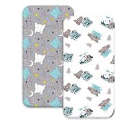Soarwg Kids Lenzuolo per Cesta, Comodo e Leggero Lenzuolo per Culla per Bambini e Bambine in Oeko-tex100, Lenzuolo per Culla 2 Pezzi per Culle Ovali, A Clessidra e Rettangolari, Stampa Elefante