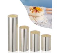 SOBEAU 4 Rotoli di Pellicola per Bordi di Torta 6 cm/8 cm/10 cm/15 cm,Anello per Torta 10 m di Altezza,Collare Trasparente per Torta arrotolata, Foglio di Acetato per Torta,Decorazione di Dessert