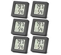 SOBEAU 6 Pezzi Mini Igrometro Termometro Interno, Digitale Monitor di Temperatura e Umidometro, Termometro Igrometro Ambiente per Casa, Garage,Stanza del Bambino, Ufficio (Nero)