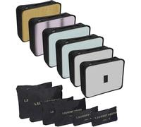 SOBEAU Set Organizer Valigia 12 Pezzi, Organizer Valigia,Packing Cubes per Viaggio, Sacchetti per Vestiti, Scarpe, Deposito Classificato,Impermeabile Salvaspazio (Nero)