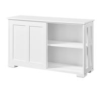 Soberine Armadietto da Cucina Mobiletto con 2 Ante Scorrevoli e Ripiano Regolabile Credenza Mobile da Cucina per Soggiorno 106,7 x 33 x 63 cm Bianco