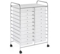 Soberine Carrello Portaoggetti Stoccaggio con Ruote 20 Cassetti Cassettiera Rimovibili Plastica per Ufficio Sala da Pranzo Cucina Dispensa Soggiorno Bagno (Bianco)