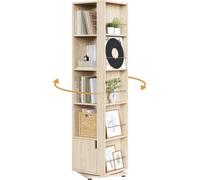 Soberine Libreria Girevole 360° a 5 Ripiani Legno Chiaro