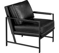 Soberine Poltrona da Salotto Moderna Poltrona Laterale di Design Poltroncina da Divano Struttura in Metallo Sedia Imbottita in Pelle PU per Camera da Letto Studio (Nero)