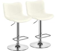 Soberine Set di 2 Sgabelli da Bar, Sgabelli da Cucina Girevoli in Similpelle, Altezza Regolabile, Sedie da Cucina Moderne con Schienale e Poggiapiedi, per Bar Cucina Bianco