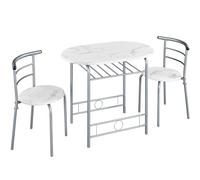 Soberine Set Tavolo Moderno con 2 Sedie per Sala da Pranzo, Set 3 Pezzi Mobili Salvaspazio da Cucina Balcone Ristorante Bar per 2 Persone in Legno e Metallo Sedia Portata Bianco 90 x 53,5 x 75,5 cm