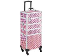 Soberine Valigia Porta Trucchi Trolley Make Up 4 in 1 Professionale Beauty Case Estetista Ruote Staccabili Rosa