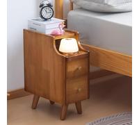SOBIBO Comodino piccolo, comodino stretto, comodino in legno massello sottile per piccoli spazi, divano, colore noce, larghezza 20 cm