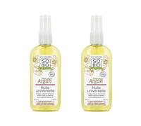SO'BiO étic | Olio universale Prezioso Argan | Nutre - Sublime - Protegge | Viso, Corpo e Capelli | Olio di Argan Biologico | 100% di origine naturale | Vegan | Made in France | Confezione da 2 x 100