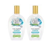 SO'BiO étic | Olio vegetale di cocco biologico | nutre - Protegge | Pelle & Capelli | 100% di origine naturale | Bio & Vegan | Made in France | 2x50 ml