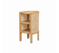 SOBOLON Comodino Tavolo Da Comodino Retrò in Legno Massello, Mobile Supplemento Domestico, Tavolo Da Basso Piccolo Tavolino In Rattan Il Tavolo Da Notte(A)