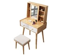 SOBOLON Tovaglia Vanity Set Makeup Vanity Camera da letto Massicello Specchio scorrevole Tavolo da trucco 5-Compartment con 2 cassetto Toeletta per il trucco