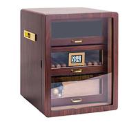 SOBOUR Piccolo Humidor per sigari Foderato in Legno Scatola per sigari da Tavolo Humidor per sigari a Tre Strati con igrometro Umidificatore Custodia per la casa Fatto a Mano