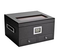 SOBOUR Piccolo Scatola di sigari in Legno di Cedro Scatola di sigari sigillata a Doppio Strato di Grande capacità Scatola di sigari Modellata in Fibra di Carbonio può ospitare 45 Pezzi Fatto a Mano