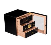 SOBOUR Piccolo Scatola per sigari in Legno di Cedro Laccato con Scatola per sigari idratante a Temperatura costante Scatola per sigari sigillata alcolizzata ad Alta capacità Fatto a Mano