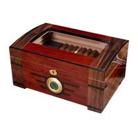 SOBOUR Piccolo Scatole per sigari idratanti e umidificanti Scatola per sigari in Legno di Cedro Orologio Digitale Scatola per sigari con Orologio Meccanico può Contenere 80 Pezzi Fatto a Mano