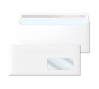 Sobres de Papel Blanco Americanos, Sobres DL (115 x 225 mm) con Ventana Derecha, Sobres Papel Blanco para Cartas, Sobres Papel 90 g/m2, Cierre Autoadhesivo - Ofituria (100 unds)