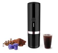 Sobtoe Macchina per caffè espresso portatile, autoriscaldante elettrica, 20 bar, mini macchina da caffè 12 V 24 V, con cialde NS e caffè macinato, per viaggi, campeggio, ufficio, casa (nero)