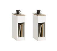 SoBuy 2 comodini Comodino con cassetto stretto Tavolino divano Tavolino comodino Bianco 20x35x60 cm FBT111-WNx2