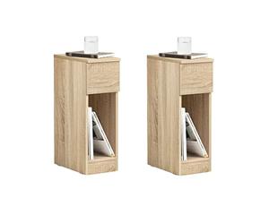 SoBuy 2 Comodino Sottile comodino per camera da letto con cassetto e ripiano comodini per camera da letto e soggiorno Tavolino divano Naturale L20 x P35 x A60 cm FBT111-Nx2