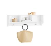 SoBuy Appendiabiti da parete Appendiabiti da ingresso Mensola pensile con 3 scomparti e 3 ganci Bianco 100x20x30cm FHK35-W