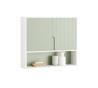 SoBuy Armadio Bagno Sospeso Murale Mobiletto da Bagno Salvaspazio, Mobili Sospesi per Bagno, Mobile da Bagno Sospeso con Ripiani Regolabili, Design Moderno e Funzionale Verde 60 x 15 x 54 cm BZR140-GR