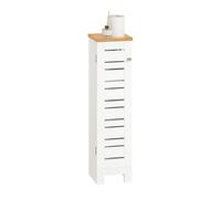 SoBuy Armadio da Bagno Stretto - Mobiletto Salvaspazio in Legno - Porta Rotolo Freestanding per WC, Mobile da Bagno Resistente all'Umidità, Bianco-Naturale, 20x75x18 cm, BZR85-W