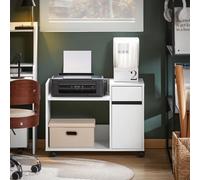 SoBuy ASK02-W Contenitore per rotoli con cassetto e porta Tavolo per stampante con rotolo Armadio per scrivania da ufficio