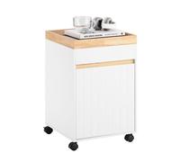 SoBuy ASK03-W Scrivania con piedistallo mobile Tavolino da ufficio Carrello per cartelle Tavolino con rotelle Supporto per stampante Bianco naturale WD circa 40x63x40cm