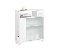 SoBuy BZR117-W Armadietto da bagno Scaffale per nicchie con rotelle Scaffale da cucina Carrello per nicchie Armadietto per rotoli di carta igienica Bianco