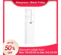 SoBuy BZR123-W armadio alto con borsa per la biancheria pieghevole armadio da bagno armadio da bagno armadio da bagno stretto scaffale da bagno