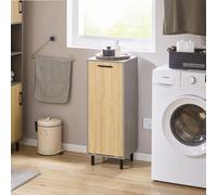 SoBuy BZR132-NG armadio lavanderia con borsa portabiancheria ripiegabile cassapanca portabiancheria armadio bagno grigio naturale BHT ca. 31,5x86x30 cm